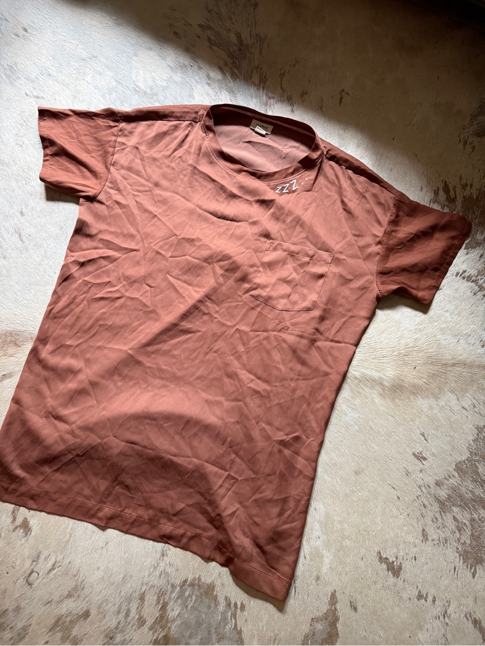 UpWest Rust Sleep Tee XS with Embroidered Detail
